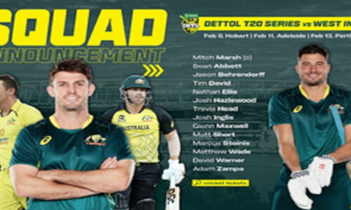 वेस्टइंडीज के खिलाफ टी20 सीरीज के लिए ऑस्ट्रेलिया स्क्वॉड का ऐलान