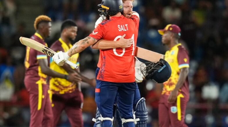 सुपर-8 मुकाबले में इंग्लैंड ने वेस्टइंडीज को आठ विकेट हराया, सॉल्ट-बेयरस्टो चमके